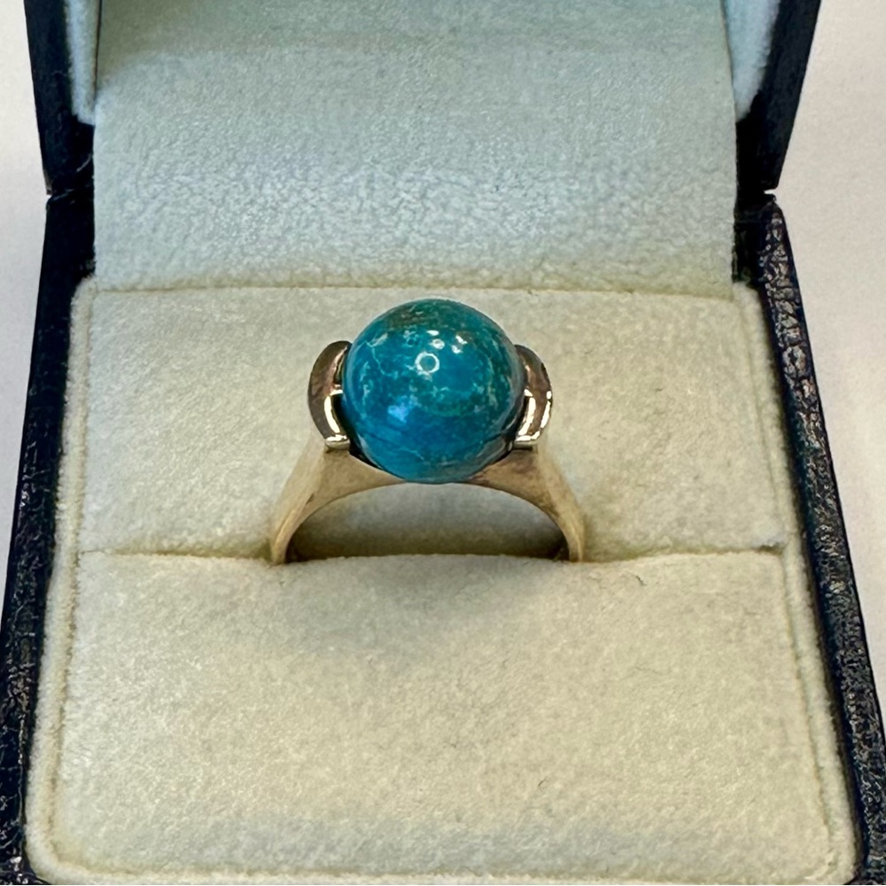 Sterling Silver Amazonite Spinning Orb Ring Size 6
